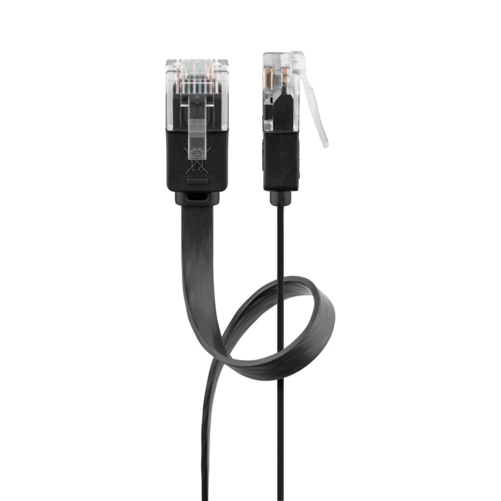 Cable de conexión plano CAT 6, U/UTP, negro