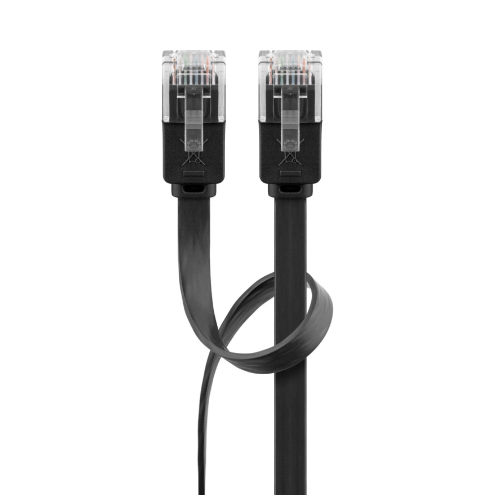 Cable de conexión plano CAT 6, U/UTP, negro