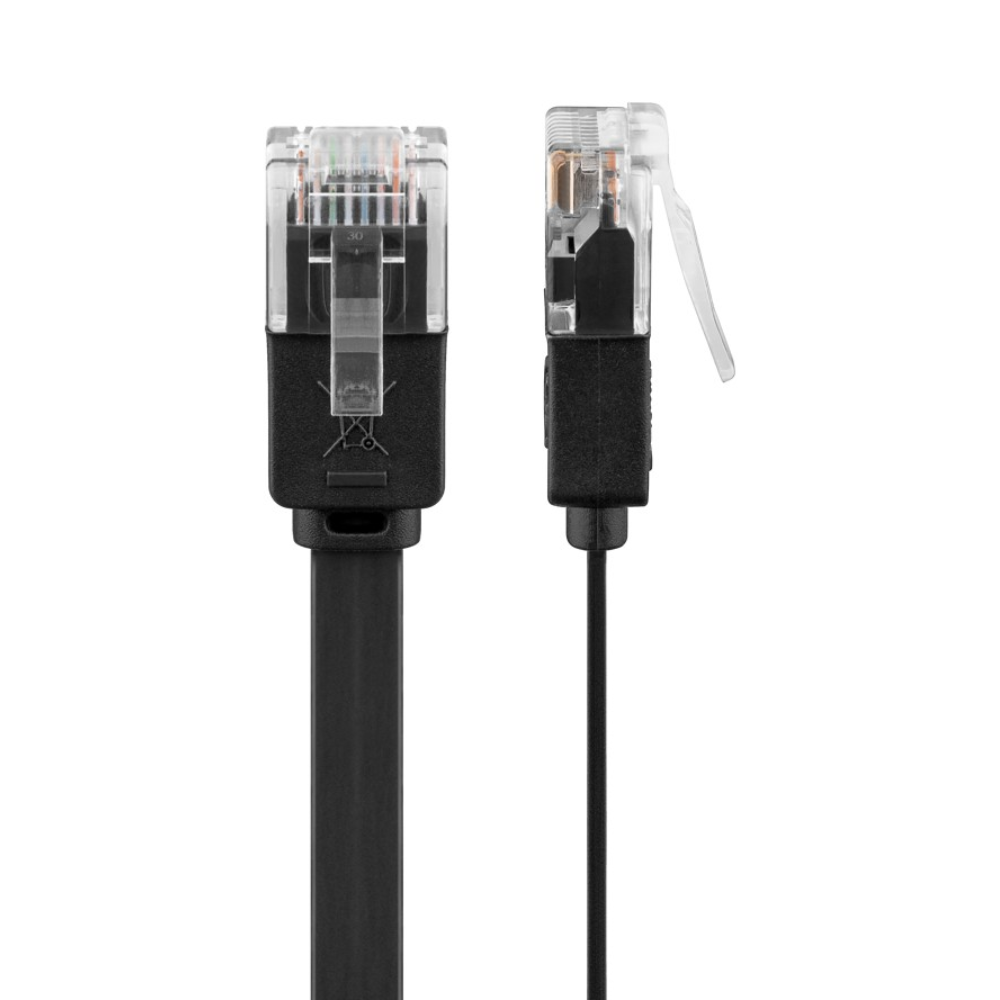 Cable de conexión plano CAT 6, U/UTP, negro