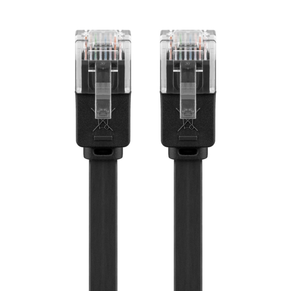 Cable de conexión plano CAT 6, U/UTP, negro