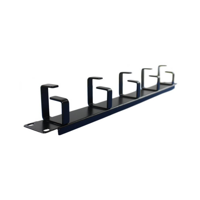 Guia de linha 19" x 1u 5 ganchos metálicos Altura 50mm Preto