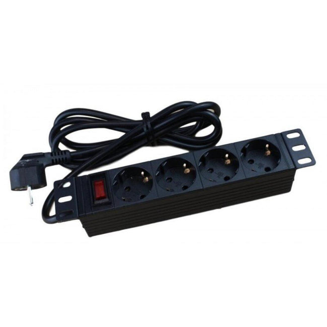 Regleta para Rack 10" 1U 4 Tomas Schuko 16 A con Interruptor y LED RAC-POW04