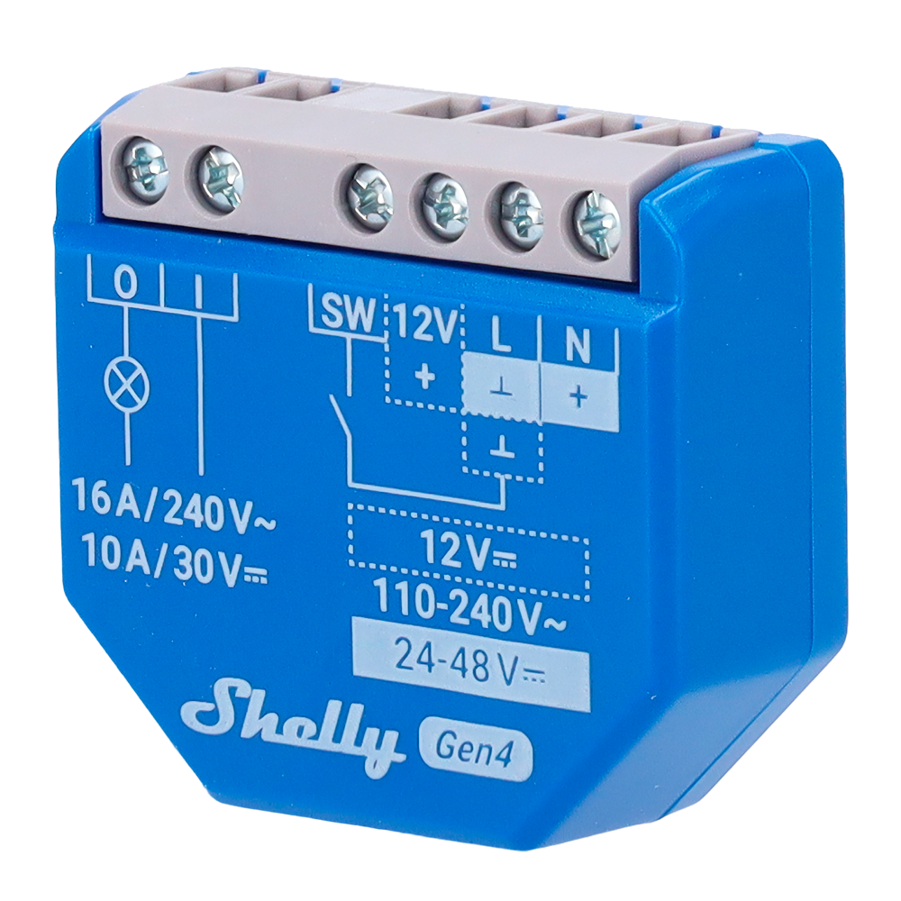 Relé Shelly 1 Gen4 Interruptor Inteligente 1 Canal 16A con Contacto Seco