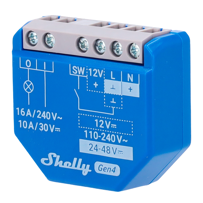 Relé Shelly 1 Gen4 Interruptor Inteligente 1 Canal 16A con Contacto Seco