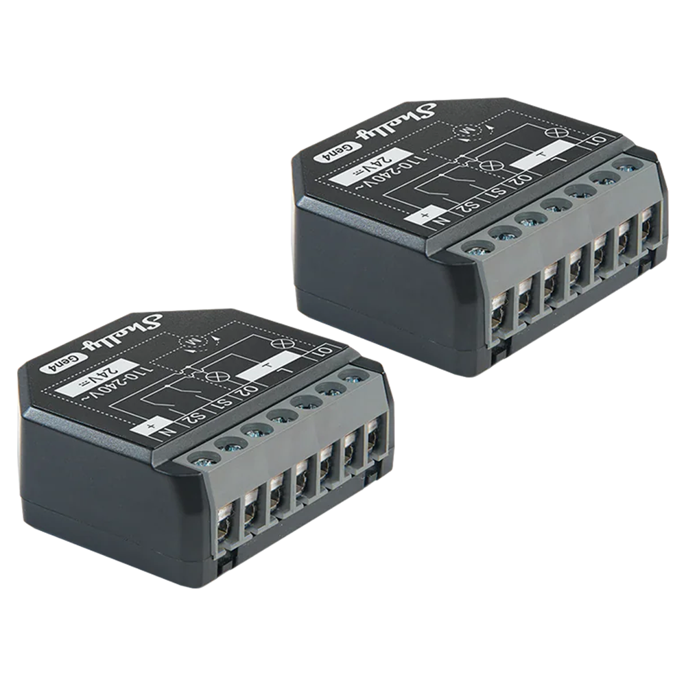 Relé Shelly 2PM Gen4 (Pack 2) para Persianas y Toldos con Medición de Consumo