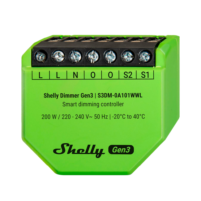 Regulador de Luz WiFi Shelly Dimmer Gen3 – Sin Neutro