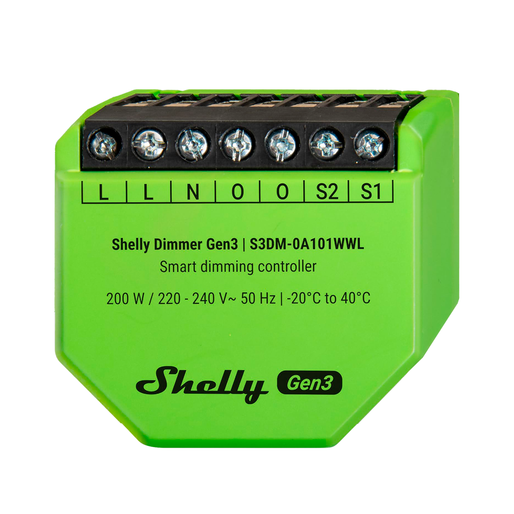 Regulador de Luz WiFi Shelly Dimmer Gen3 – Sin Neutro