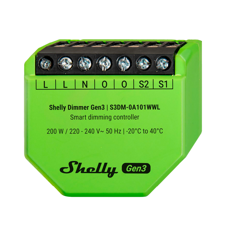 Regulador de Luz WiFi Shelly Dimmer Gen3 – Sin Neutro