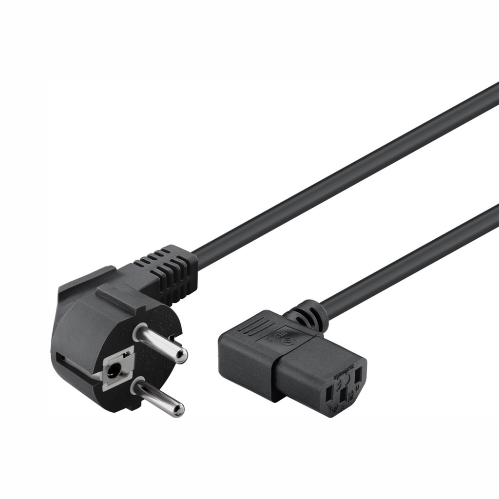 Schuko-C13 90° Black Power Cable