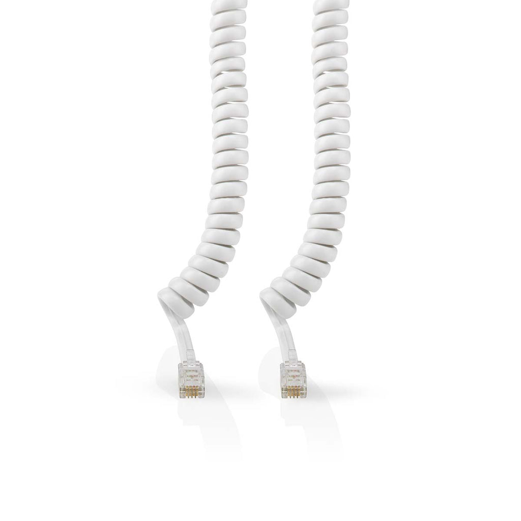 Cable Telefónico Rizado RJ10 Macho-Macho | Cable Espiral para Auricular | 2 m