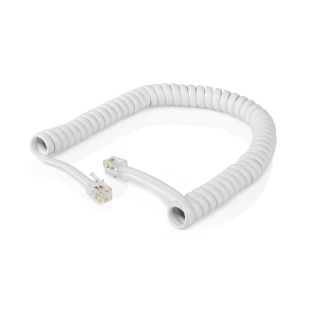 Cable Telefónico Rizado RJ10 Macho-Macho | Cable Espiral para Auricular | 2 m