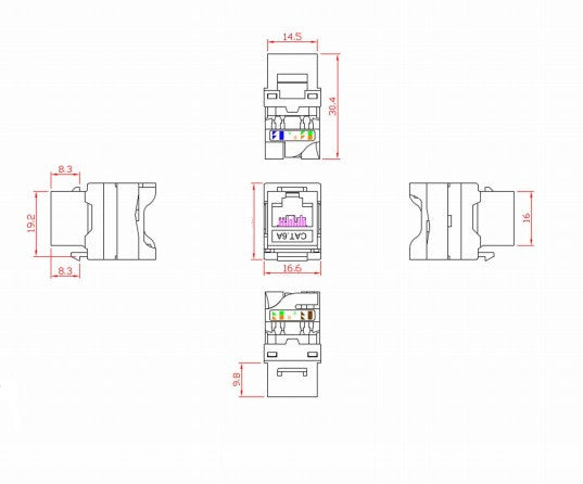 Keystone RJ45 Cat6A UTP sin Herramientas TB110