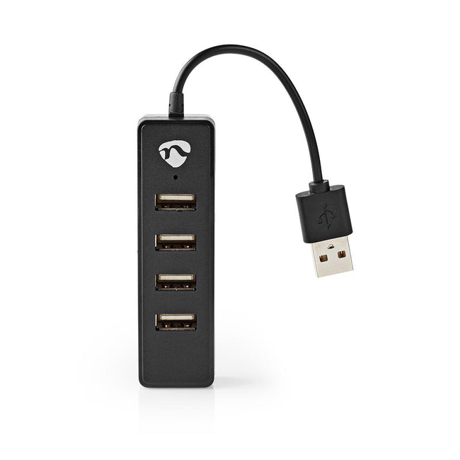 Hub USB 2.0 de 4 Puertos Compacto | Plug & Play 480 Mbps | Negro