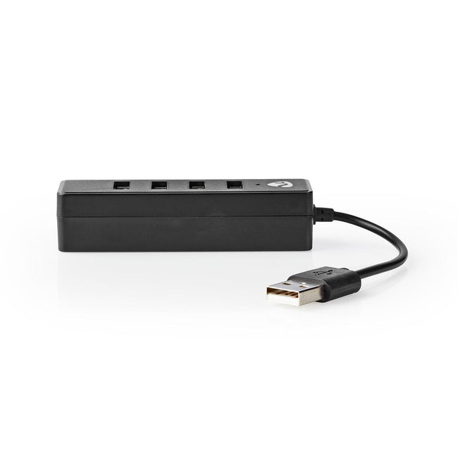 Hub USB 2.0 de 4 Puertos Compacto | Plug & Play 480 Mbps | Negro