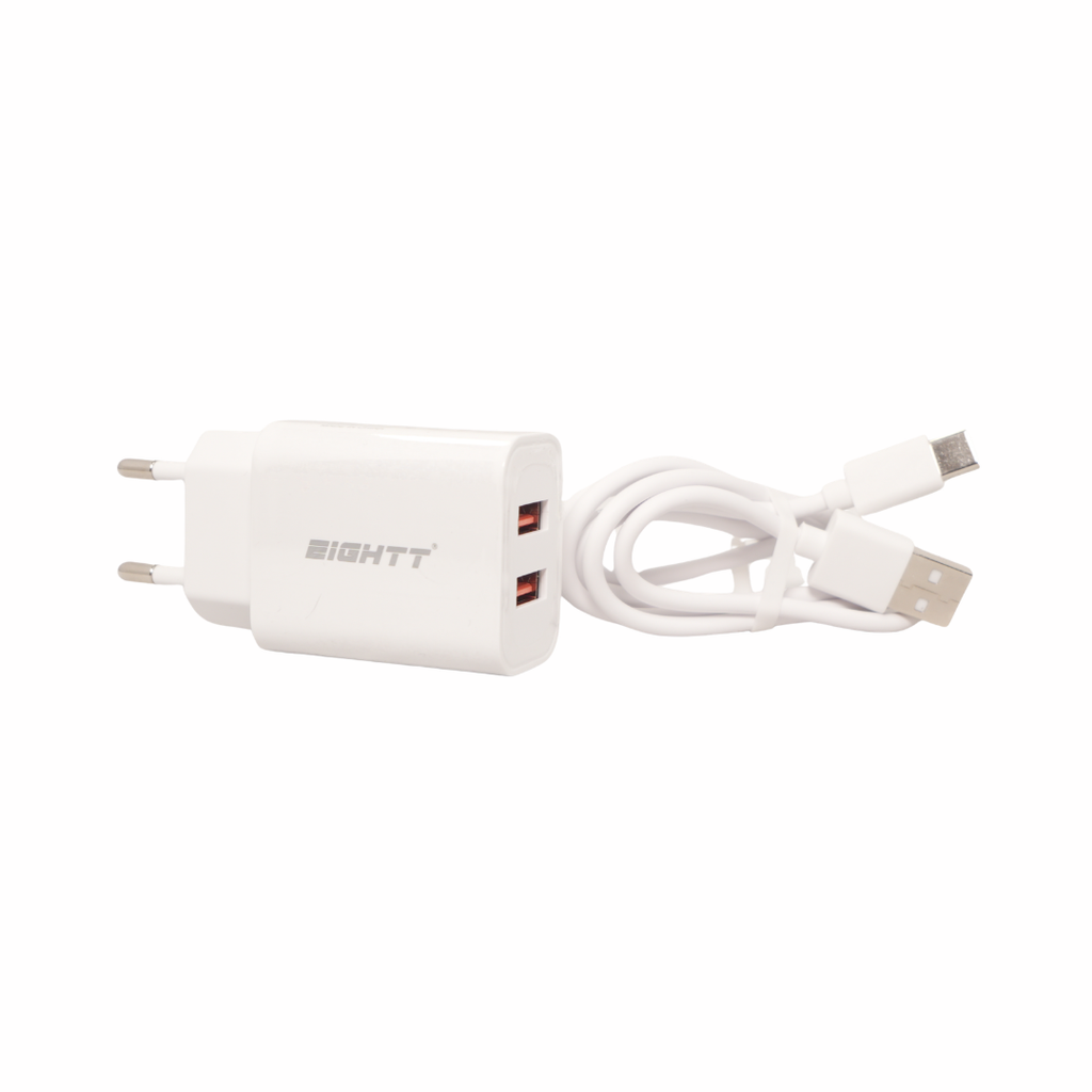 Smartphone charger 5V 2X2 4A with 1m type C cable