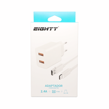 Smartphone charger 5V 2X2 4A with 1m type C cable
