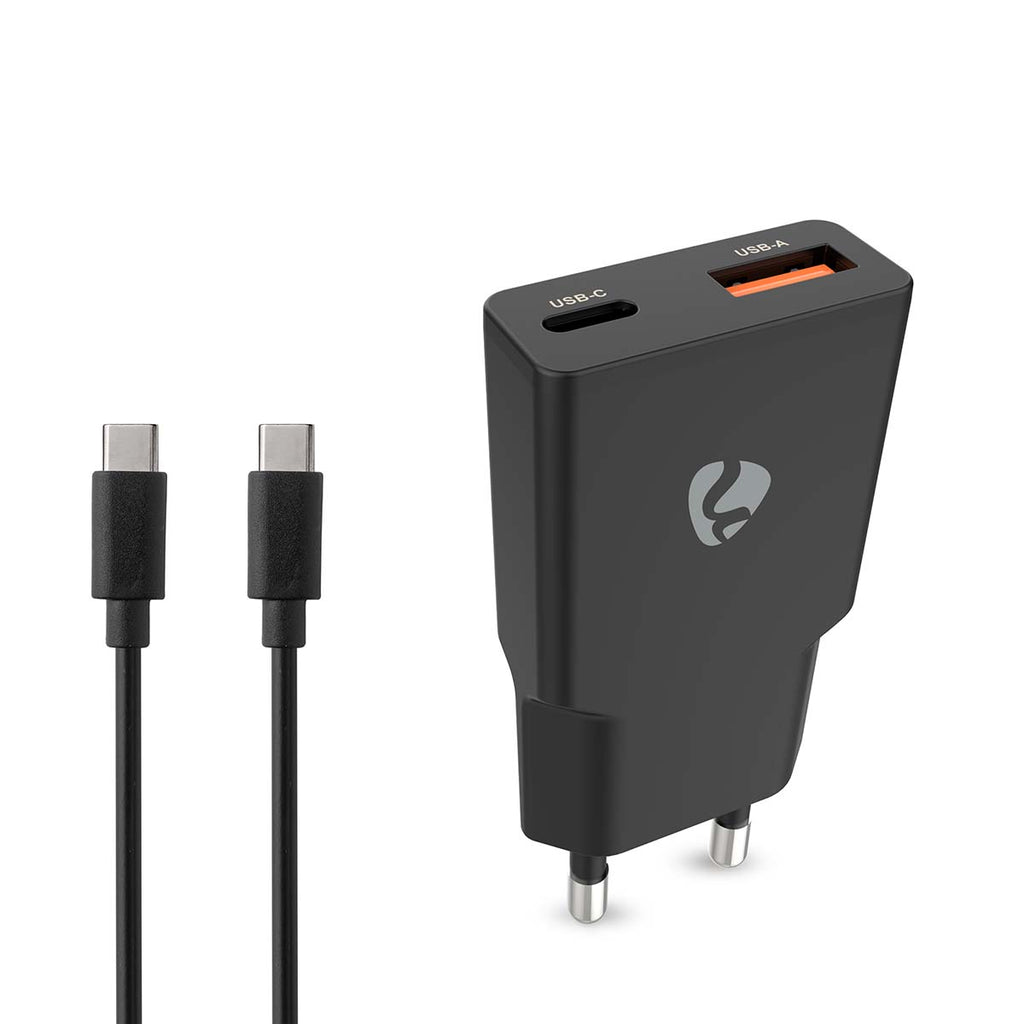 20W Wall Charger | Number of Outputs: 2 | USB-A / USB-C™ | USB-C™ (Loose) Cable | 1.50 m