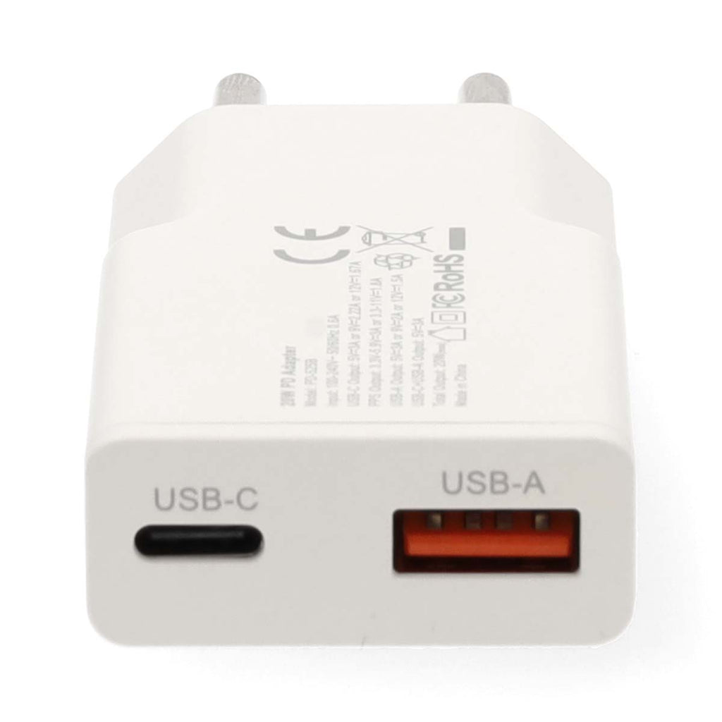 20W Wall Charger | Number of Outputs: 2 | USB-A / USB-C™ | USB-C™ (Loose) Cable | 1.50 m