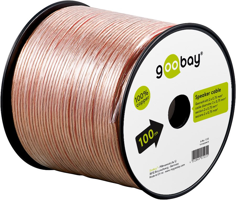 Cable de Altavoz Transparente CU de diámetro 2 x 0,75 mm²