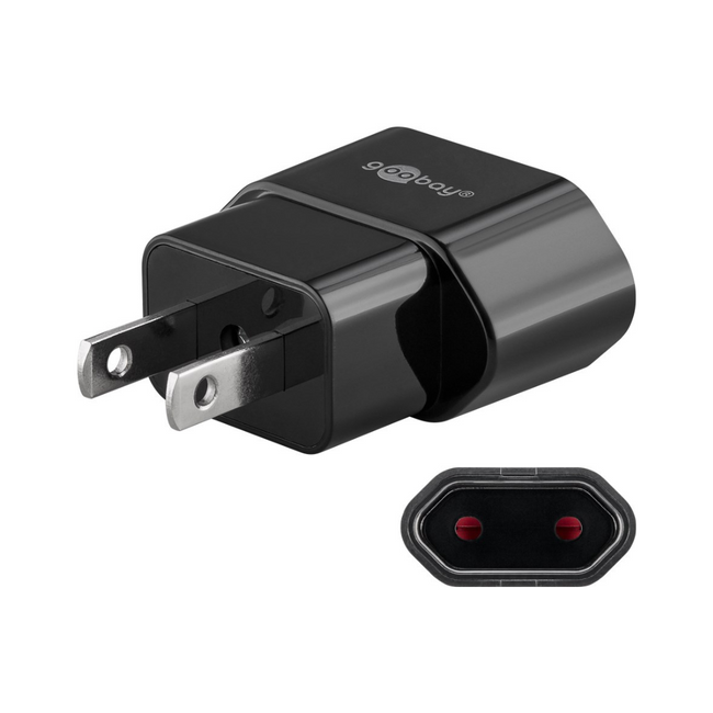 Adaptador de viaje enchufe Europeo a EE.UU./Japón, Negro