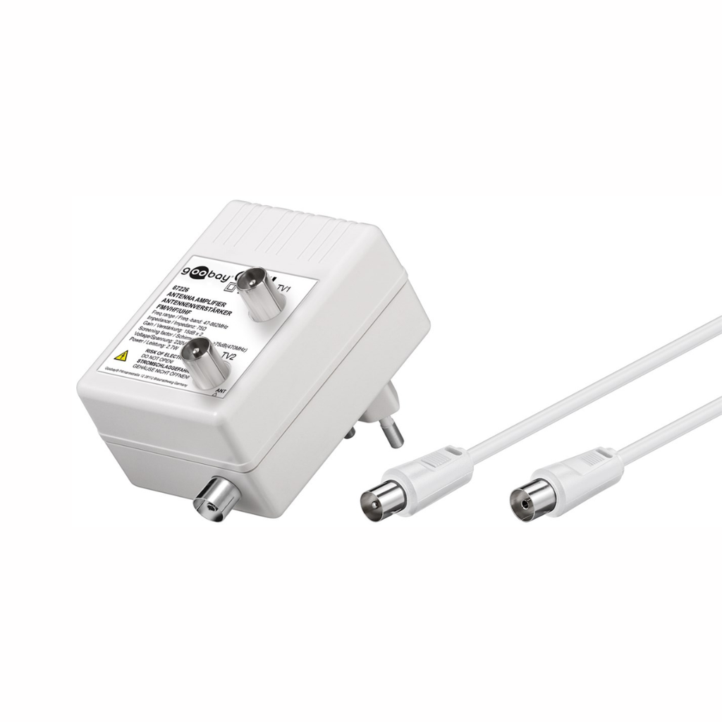 Amplificador de antena con 2 salidas, 15-30 dB