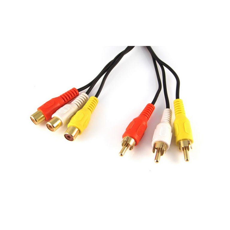 Cable alargador de audio y vídeo 3x RCA macho a hembra
