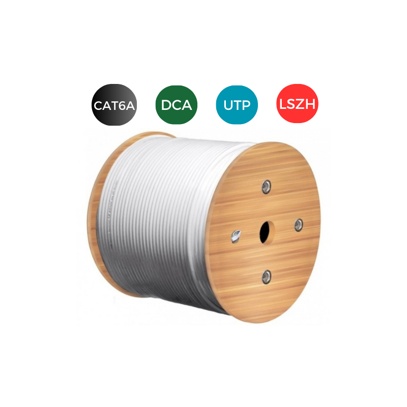 CAT6A cable. UTP LSZH Rigid DCA. 500 meter reel