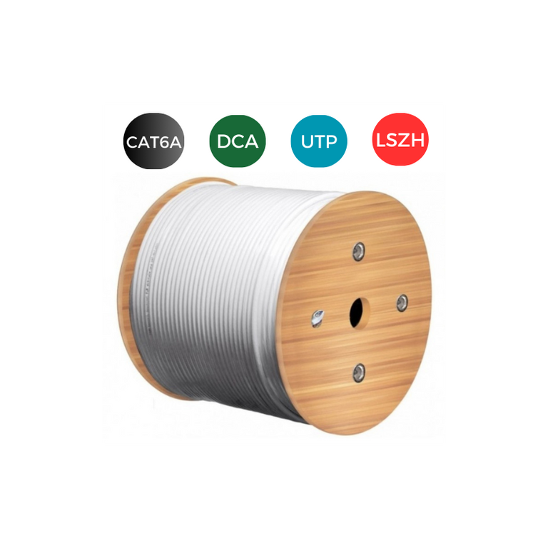 CAT6A cable. UTP LSZH Rigid DCA. 500 meter reel