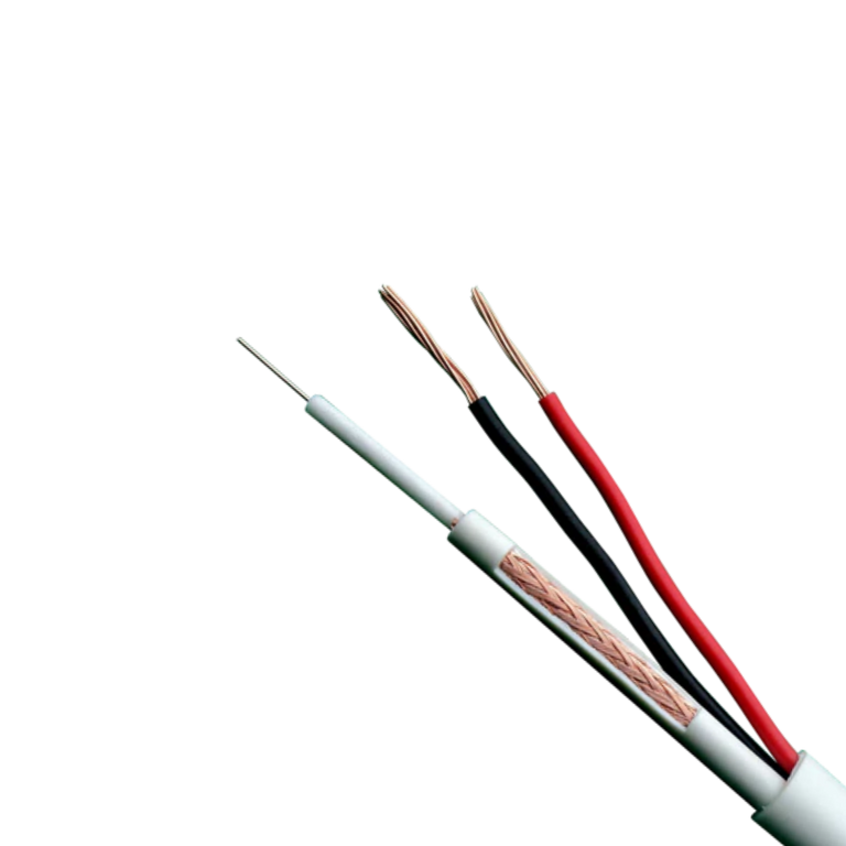 Cable combinado RG59 con alimentación y cubierta blanca, en bobina