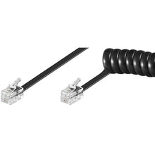 Cable espiral para auricular de teléfono RJ10 de 2 m, negro
