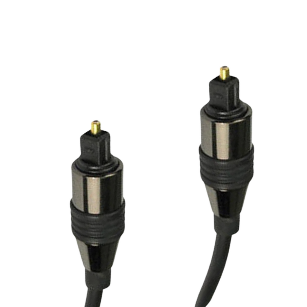 Cable óptico Toslink macho a macho con conectores metálicos, negro
