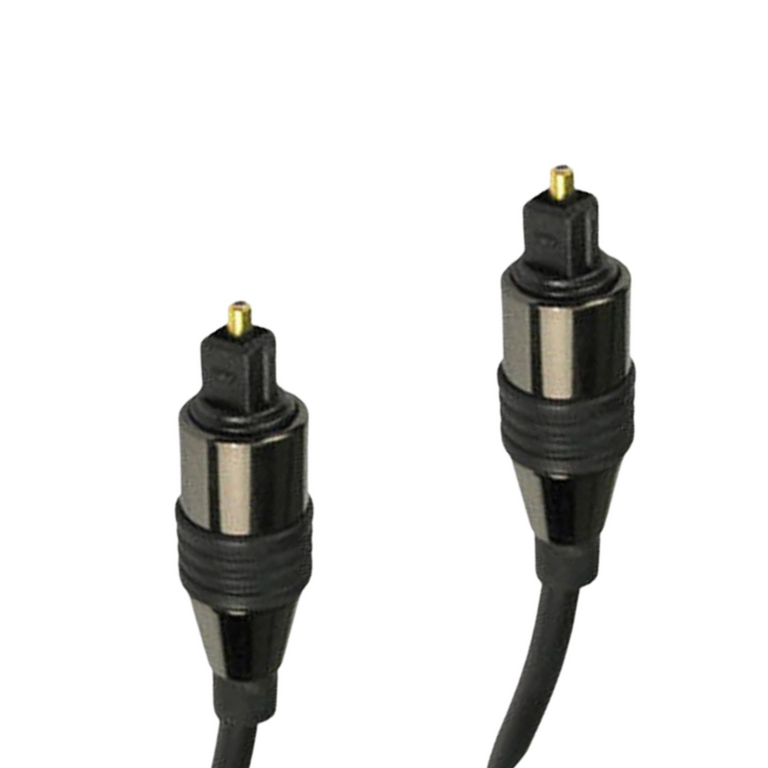 Cable óptico Toslink macho a macho con conectores metálicos, negro