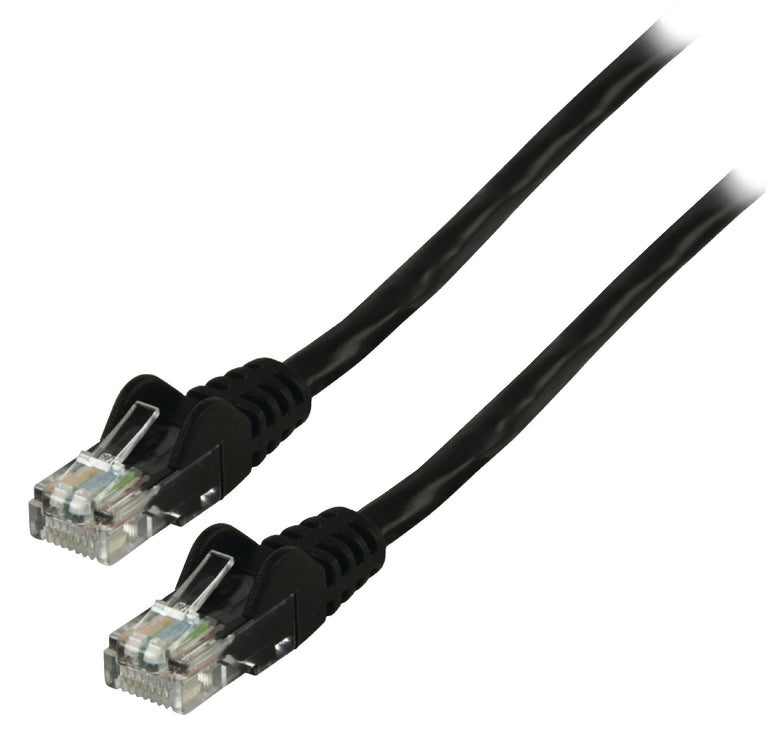 Cable de red UTP Cat6 negro con conectores RJ45