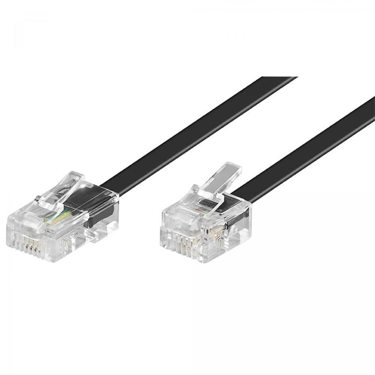 Cable telefónico plano RJ45 8P4C a RJ11 6P4C, negro