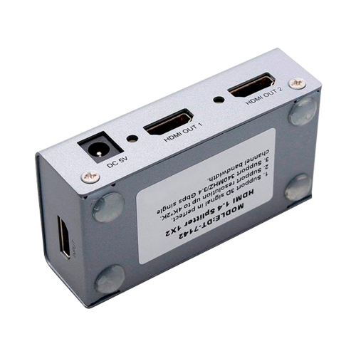 Multiplicador de Señal Hdmi - 1 Entrada 2 Salidas Hasta 4K*2 Longitud Máxima Salida 25 m Alimentación DC 5 V