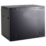 Wall Mount Rack Cabinet - Up to 12U 19" 60 Kg Load Capacity with Ventilation and Cable Management, 2 Fans, Shelf Included, Aluminum Power Strip