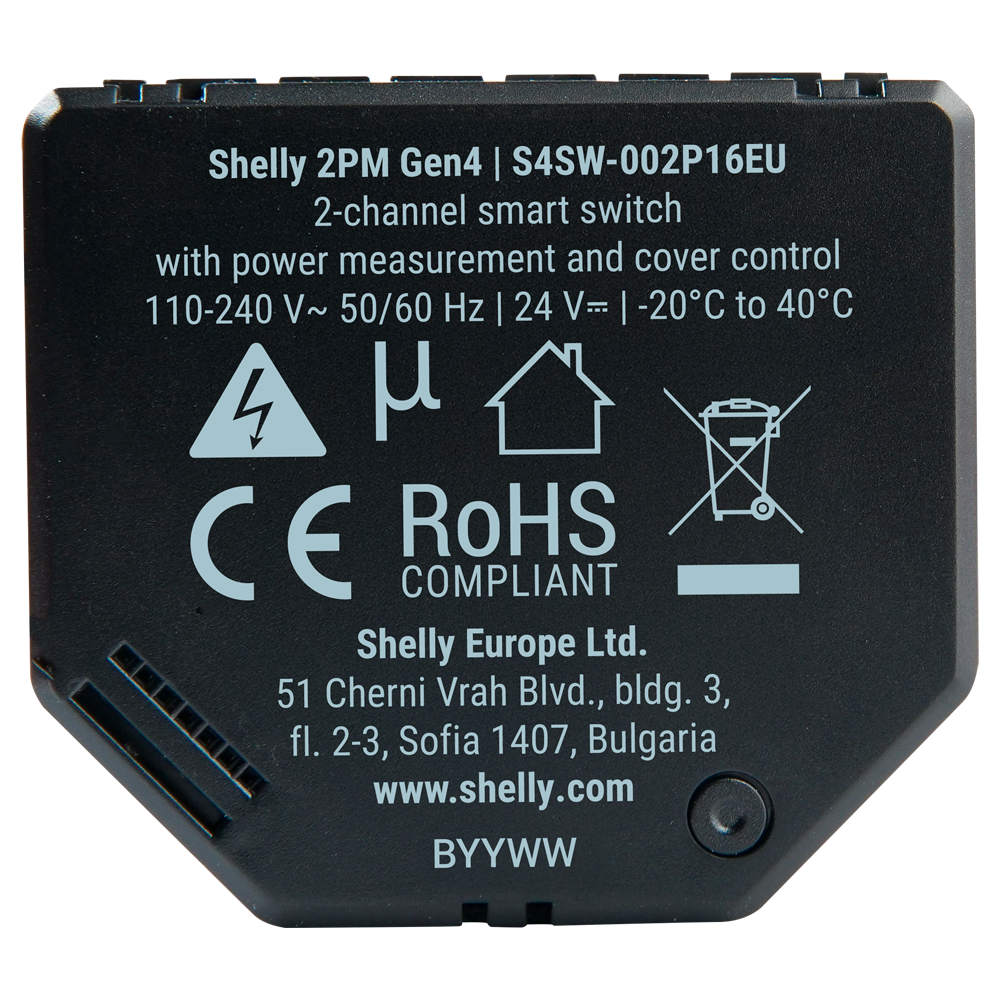 Relé Shelly 2PM Gen4 (Pack 2) para Persianas y Toldos con Medición de Consumo