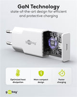 Cargador rápido SLIM USB-C™ PD GaN (25 W) blanco 1 puerto USB-C