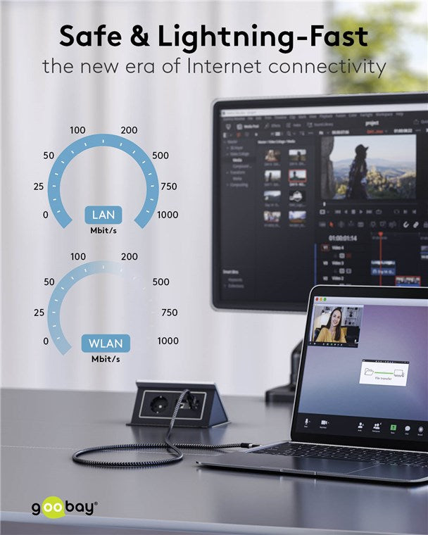 Cabo USB-C 3.1 para Ethernet RJ45, fino