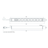Regleta Para Rack 19" de 8 Tomas con Interruptor y Cable 2m
