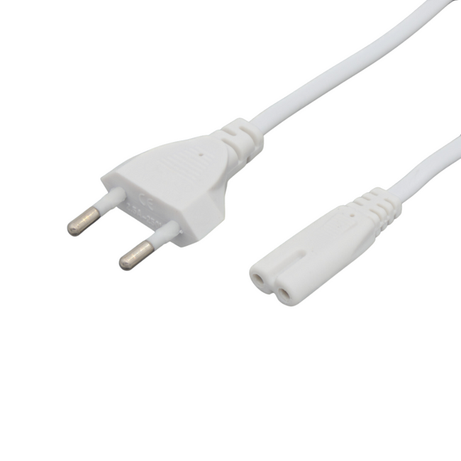 Cable de Alimentación EU 1.5m   Conector Euro Tipo C (CEE7/16) a C7   2 Hilos 0.75mm    Blanco