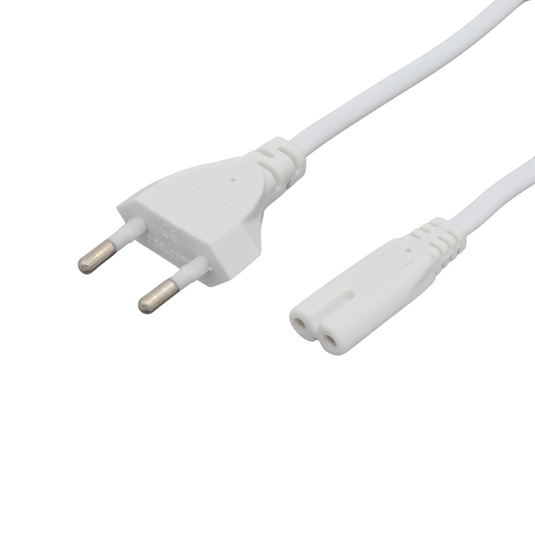 Cable de Alimentación EU 1.5m   Conector Euro Tipo C (CEE7/16) a C7   2 Hilos 0.75mm    Blanco