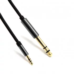 Cable Audio Instrumento Estéreo TRS Jack 6.3mm de Macho a Minijack 3.5mm 1m