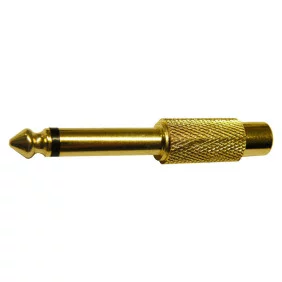 Conector dorado de Jack Mono 6.35mm Macho a Rca Hembra