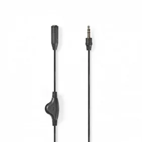 Cable de Audio Estéreo con Control Volumen | Macho 3,5 mm - Hembra 1,0 m Negro