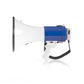 Megáfono | 25 W Alcance de 1500 m Micrófono Extraíble Blanco/azul
