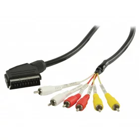 Cable Scart RCA Macho 6 de 2,00 m en Color Negro