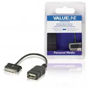 Cable de Datos OTG Para Samsung, 30 Pines Macho - USB A Hembra, Negro 0,20 m Cables