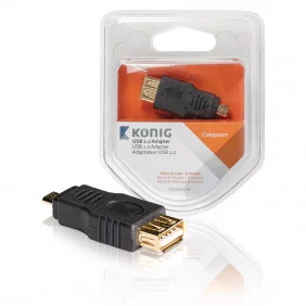 Adaptador USB 2.0 de Micro B Macho a Hembra, 1 ud. en Gris