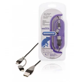 Cable USB 2 en 1 de Carga y Sincronización 2.0 A Macho - Micro B con Adaptador Lightning